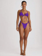 Tie Side Scooped Front Thong Bikini Bottoms – Summer Beach Vacation Swimwear