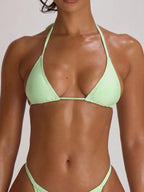 Micro Triangle Halterneck Tie Bikini Top – Summer Beach Vacation Swimwear