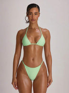 Micro Triangle Halterneck Tie Bikini Top – Summer Beach Vacation Swimwear