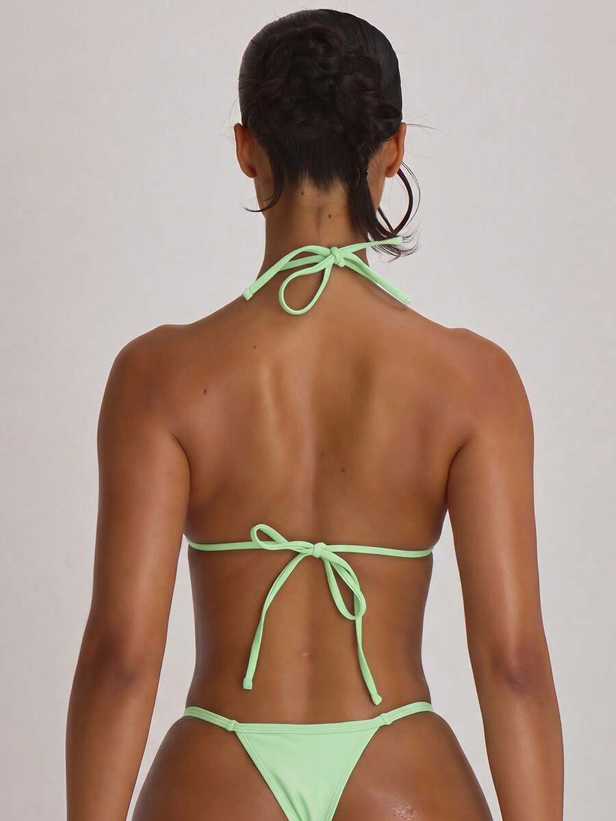 Micro Triangle Halterneck Tie Bikini Top – Summer Beach Vacation Swimwear