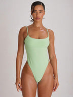 Strappy Binding High Leg Cheeky Swimsuit – Summer Beach Vacation Swimwear