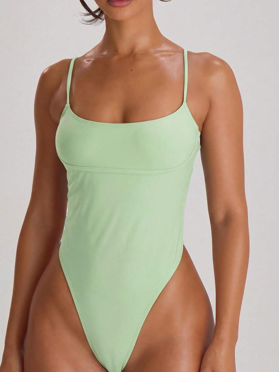 Strappy Binding High Leg Cheeky Swimsuit – Summer Beach Vacation Swimwear