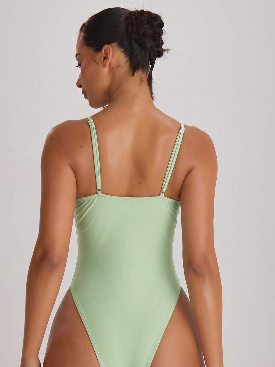 Strappy Binding High Leg Cheeky Swimsuit – Summer Beach Vacation Swimwear