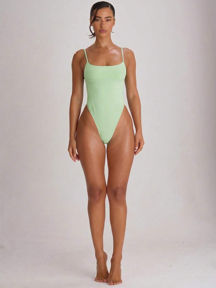 Strappy Binding High Leg Cheeky Swimsuit – Summer Beach Vacation Swimwear