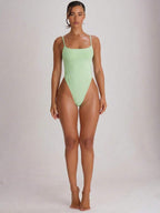 Strappy Binding High Leg Cheeky Swimsuit – Summer Beach Vacation Swimwear