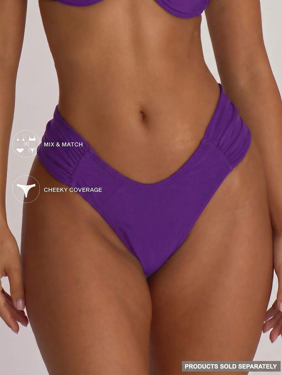 Ruched Side Cheeky Bikini Bottoms – Summer Beach Vacation Swimwear
