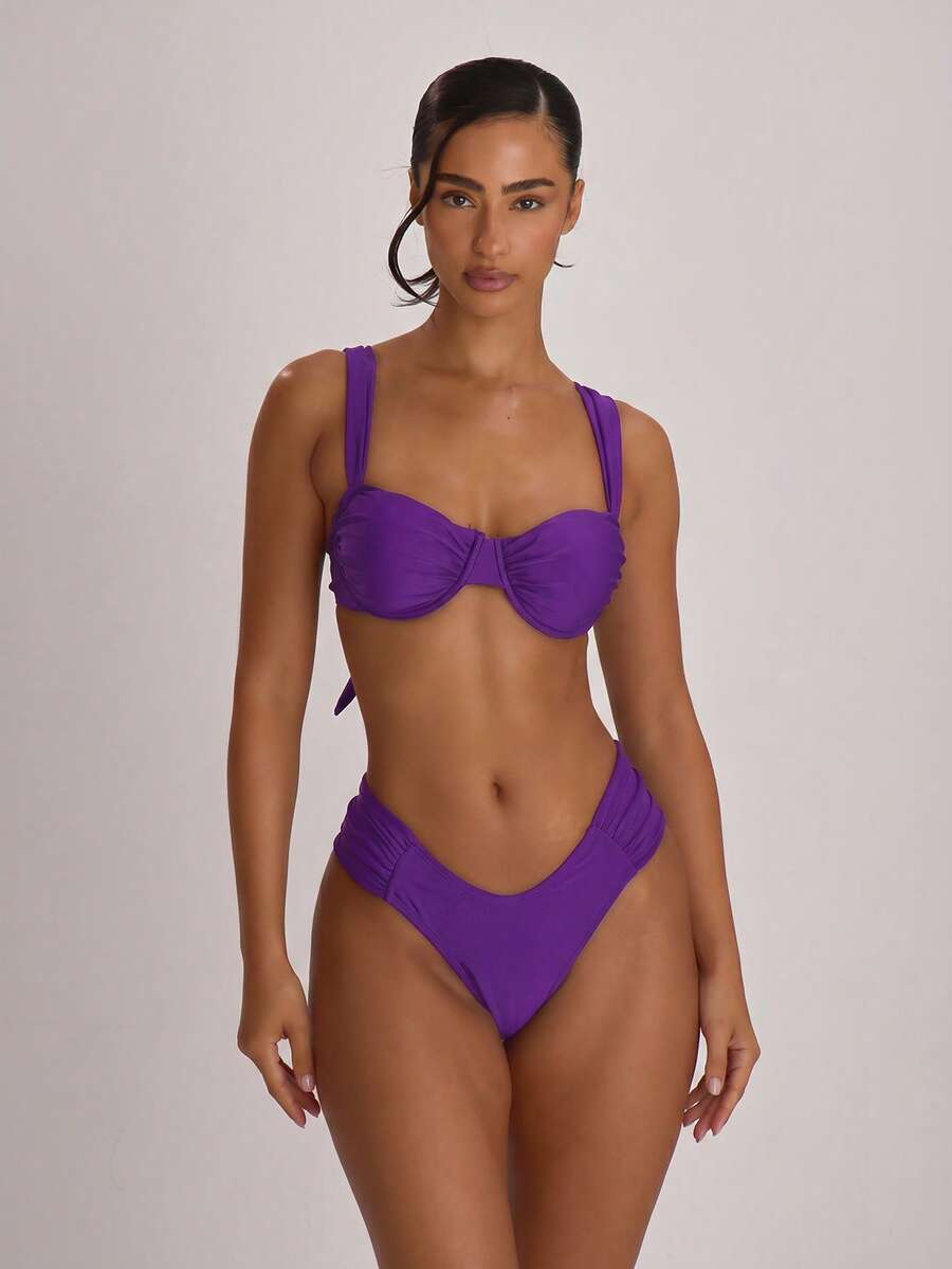 Ruched Side Cheeky Bikini Bottoms – Summer Beach Vacation Swimwear