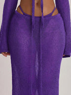 Knit Tie Front Maxi Skirt Beach Cover-Up – Summer Vacation Swimwear