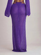 Knit Tie Front Maxi Skirt Beach Cover-Up – Summer Vacation Swimwear