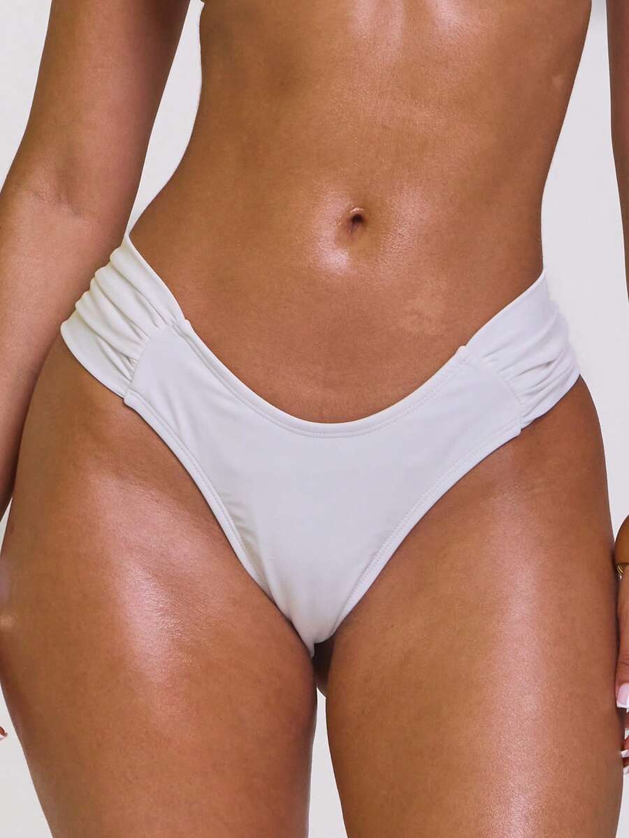 Ruched Side Cheeky Bikini Bottoms – Summer Beach Vacation Swimwear