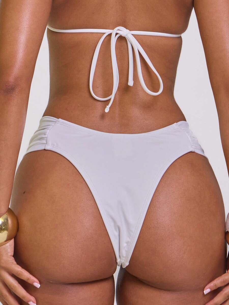 Ruched Side Cheeky Bikini Bottoms – Summer Beach Vacation Swimwear