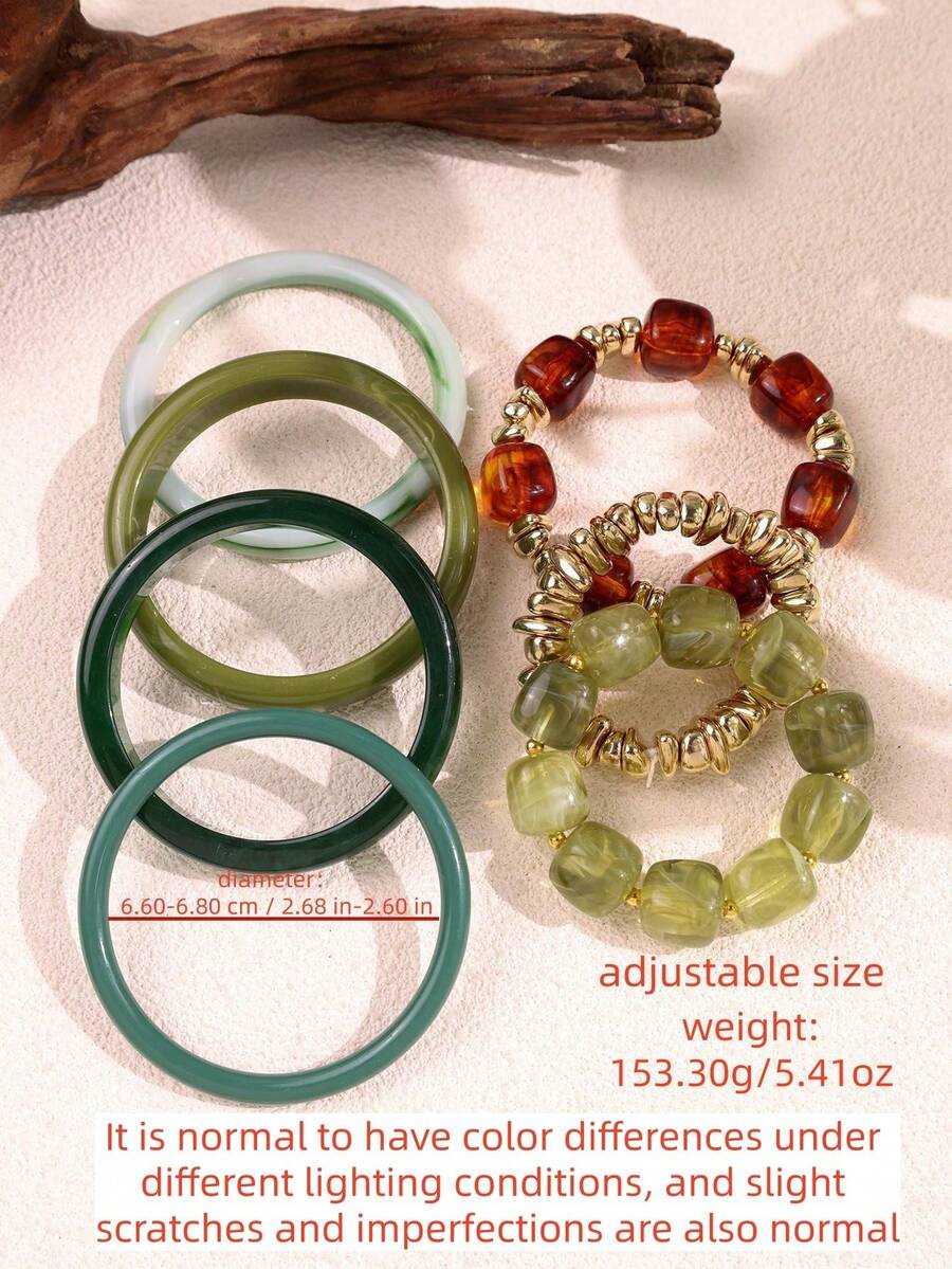 Vintage Resin Beaded Bracelet Stack – Fashion Jewellery for Women