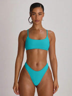 High Leg Dipped Front Thong Bikini Bottoms – Summer Beach Vacation Swimwear
