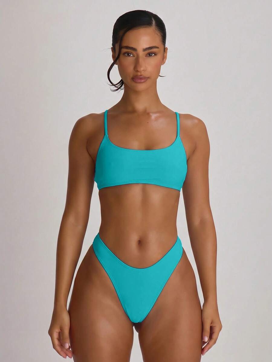 High Leg Dipped Front Thong Bikini Bottoms – Summer Beach Vacation Swimwear