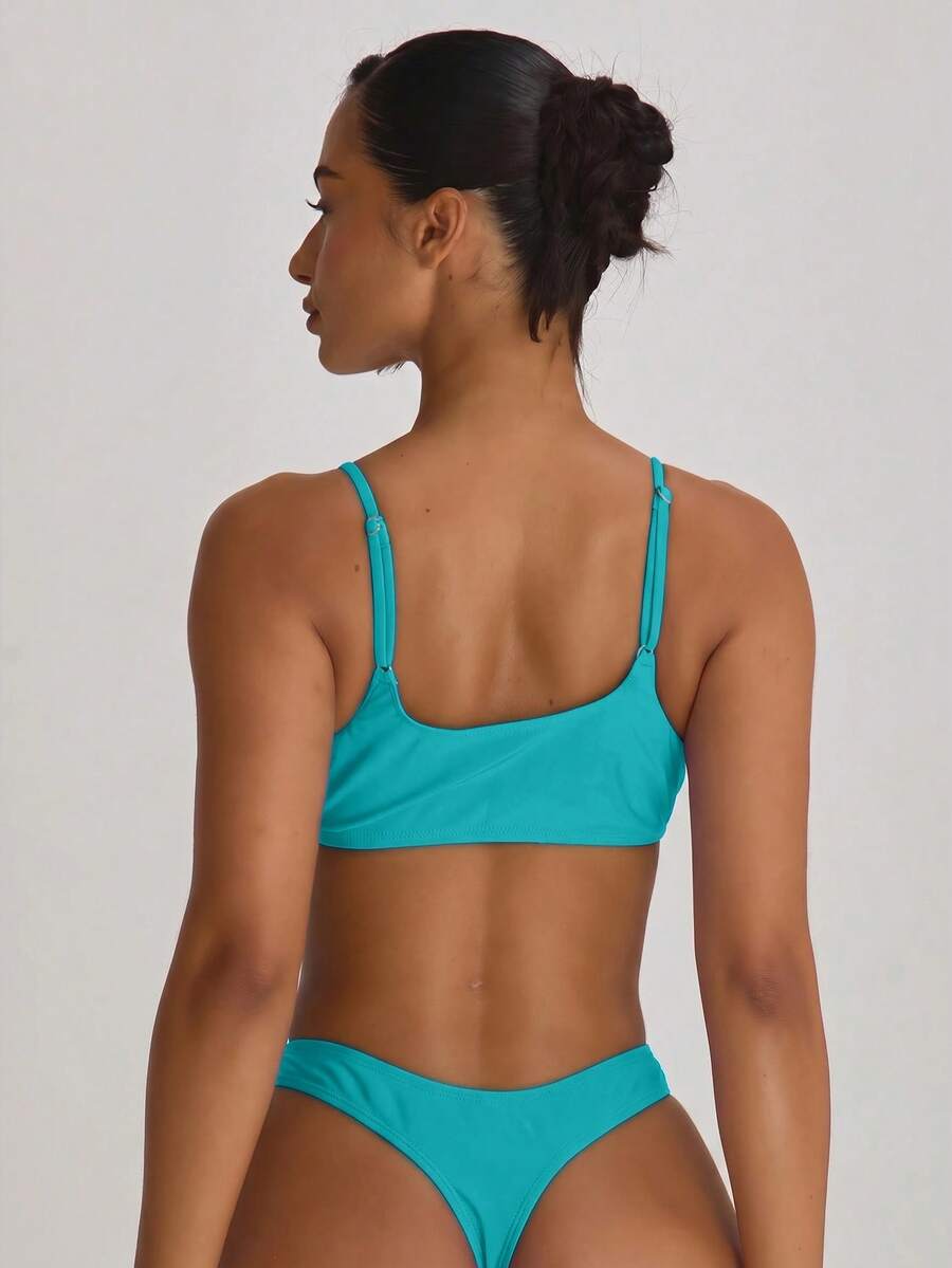 High Leg Dipped Front Thong Bikini Bottoms – Summer Beach Vacation Swimwear