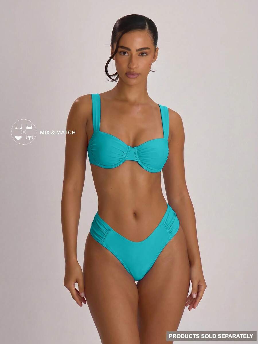 Underwire Ruched Cup Push-Up Bikini Top – Summer Beach Vacation Swimwear