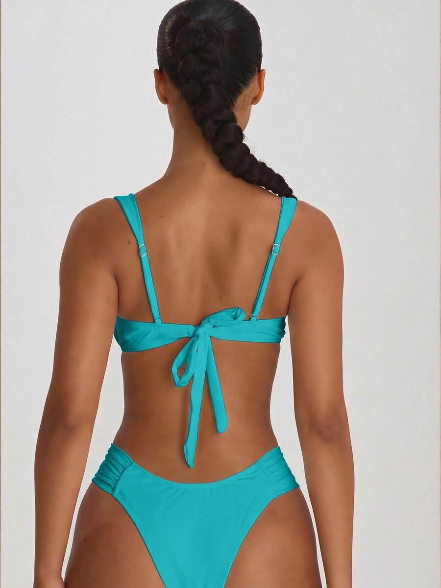 Underwire Ruched Cup Push-Up Bikini Top – Summer Beach Vacation Swimwear