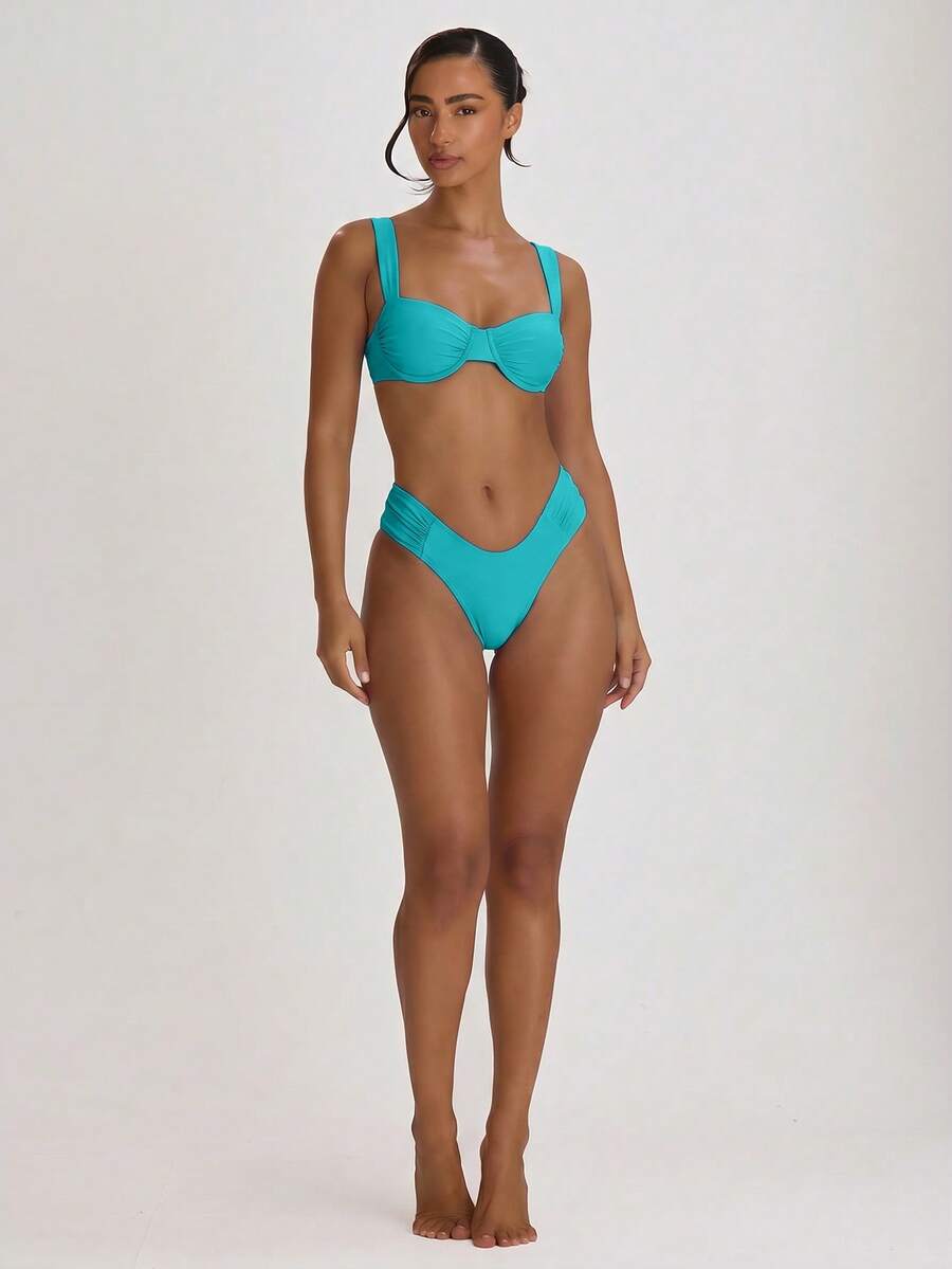 Underwire Ruched Cup Push-Up Bikini Top – Summer Beach Vacation Swimwear