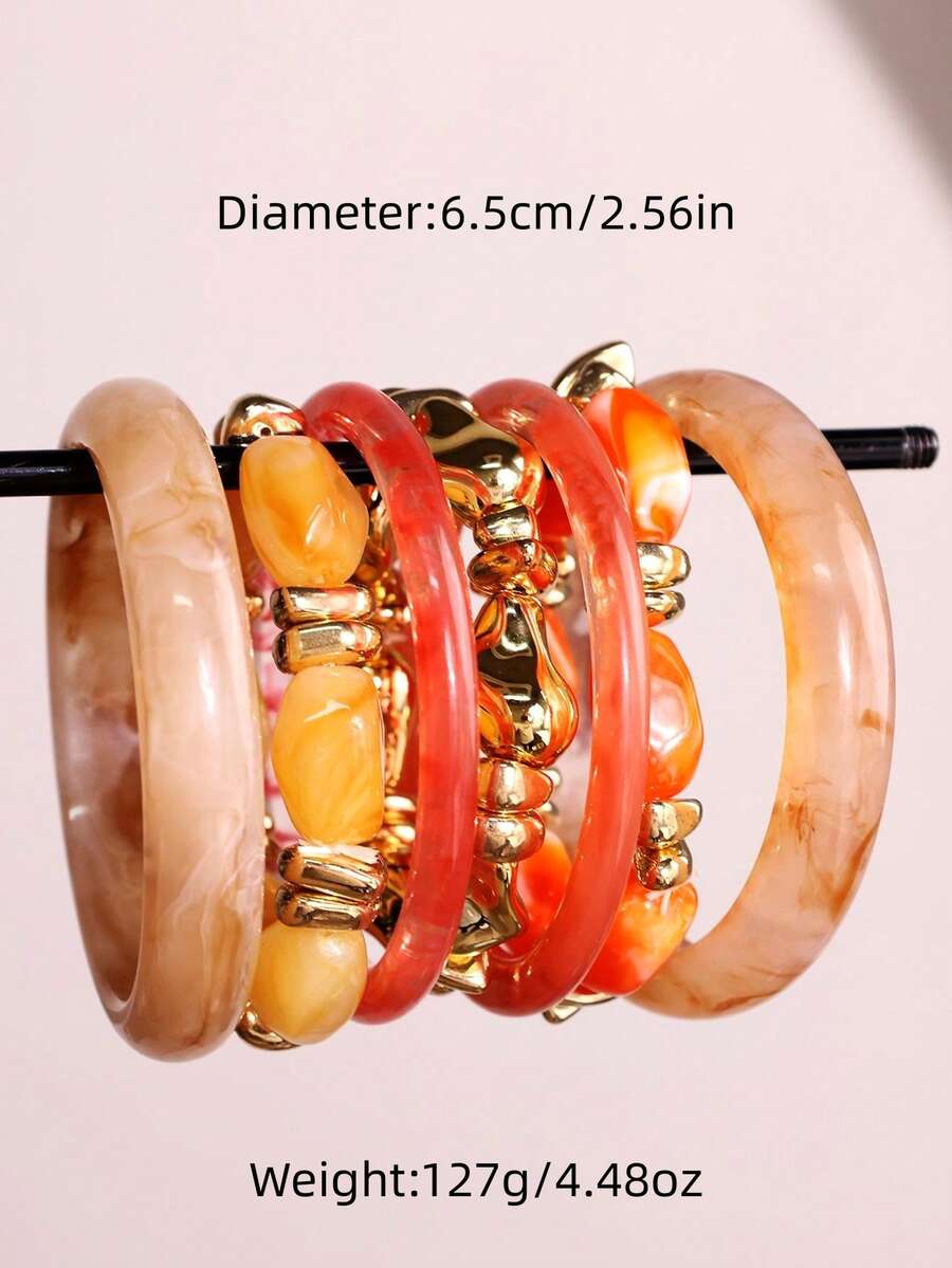 Vintage Resin Beaded Bracelet Stack – Fashion Jewellery for Women