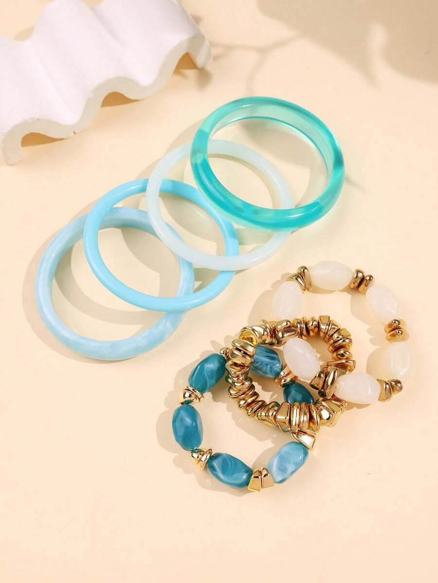 Vintage Resin Beaded Bracelet Stack – Fashion Jewellery for Women