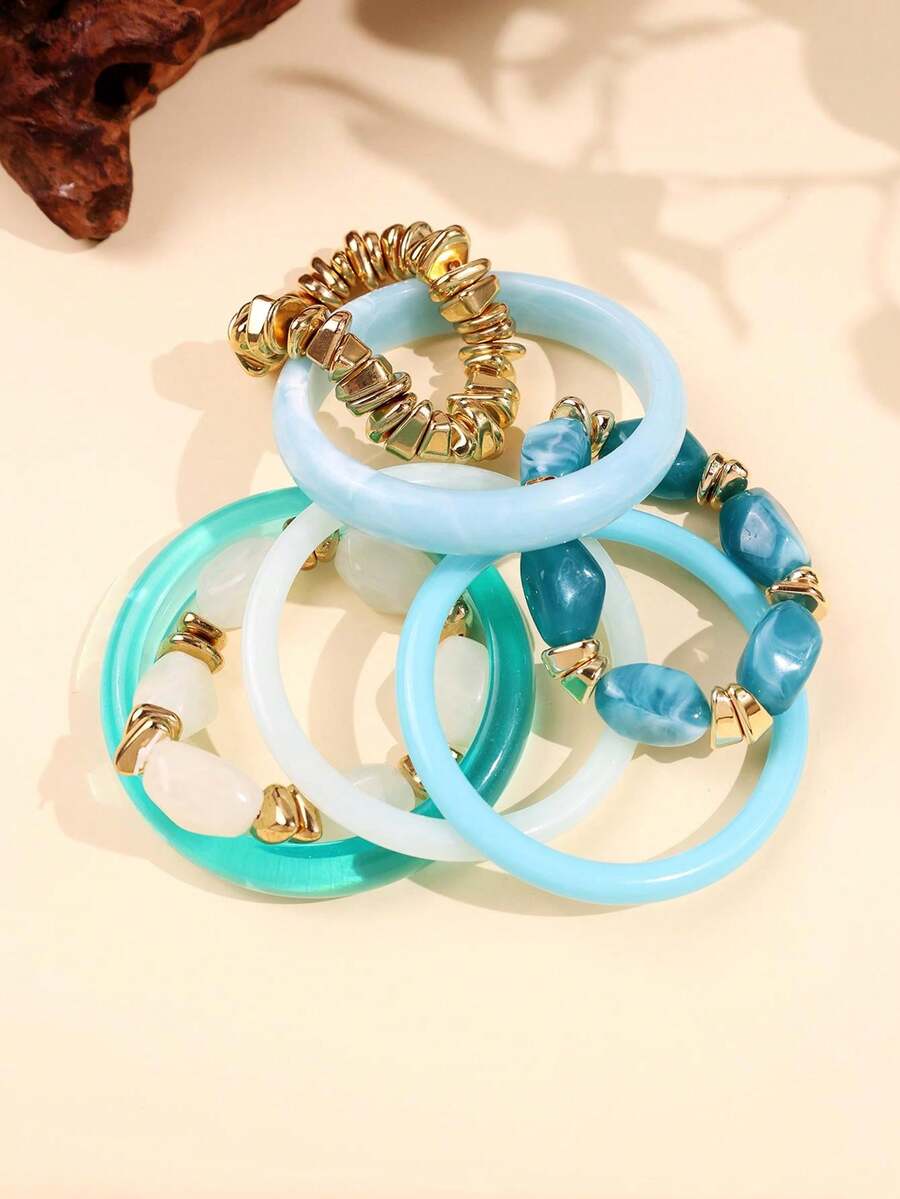 Vintage Resin Beaded Bracelet Stack – Fashion Jewellery for Women
