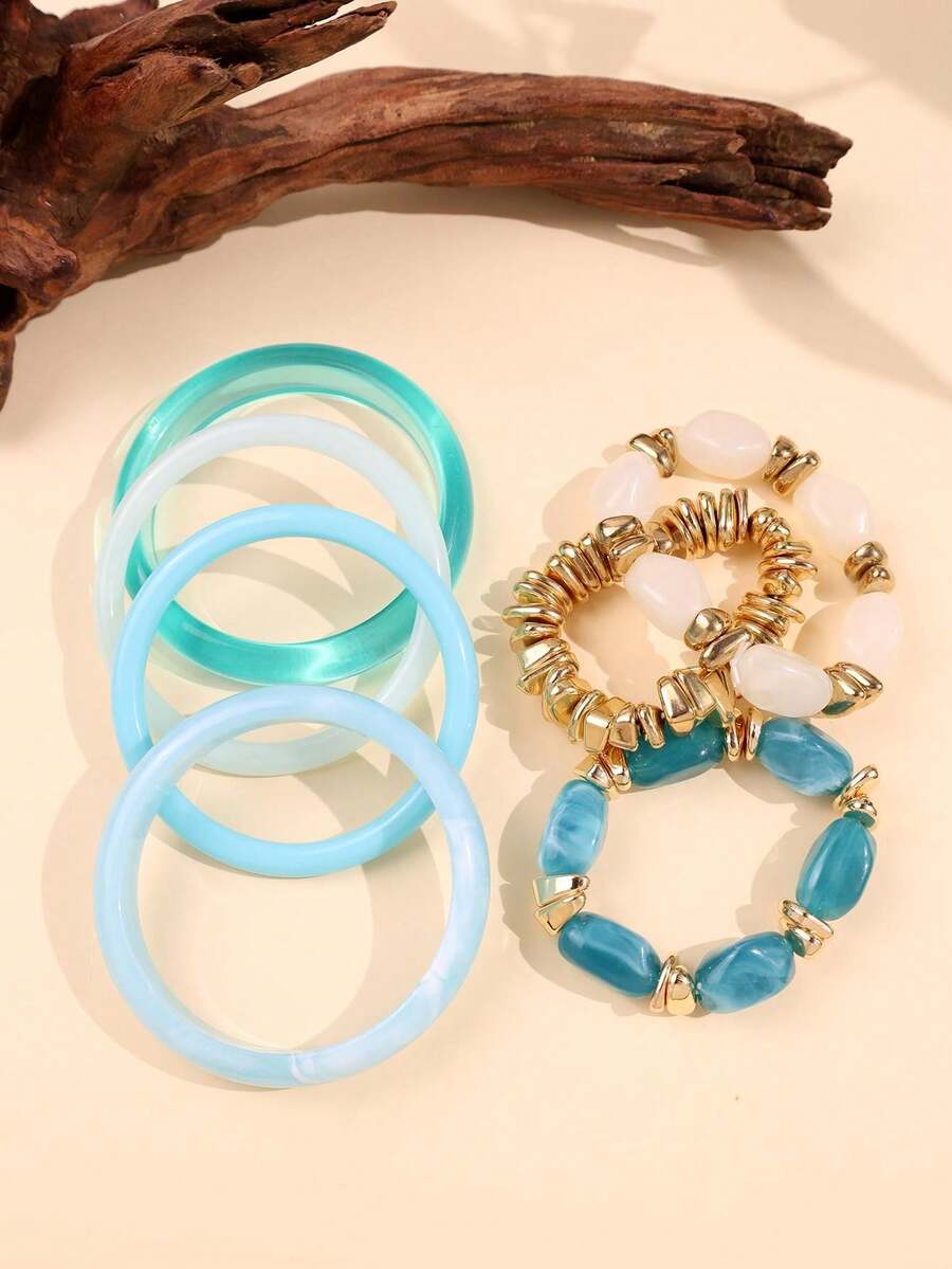 Vintage Resin Beaded Bracelet Stack – Fashion Jewellery for Women
