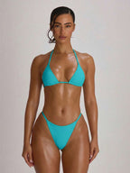 Micro Triangle Halterneck Tie Bikini Top – Summer Beach Vacation Swimwear