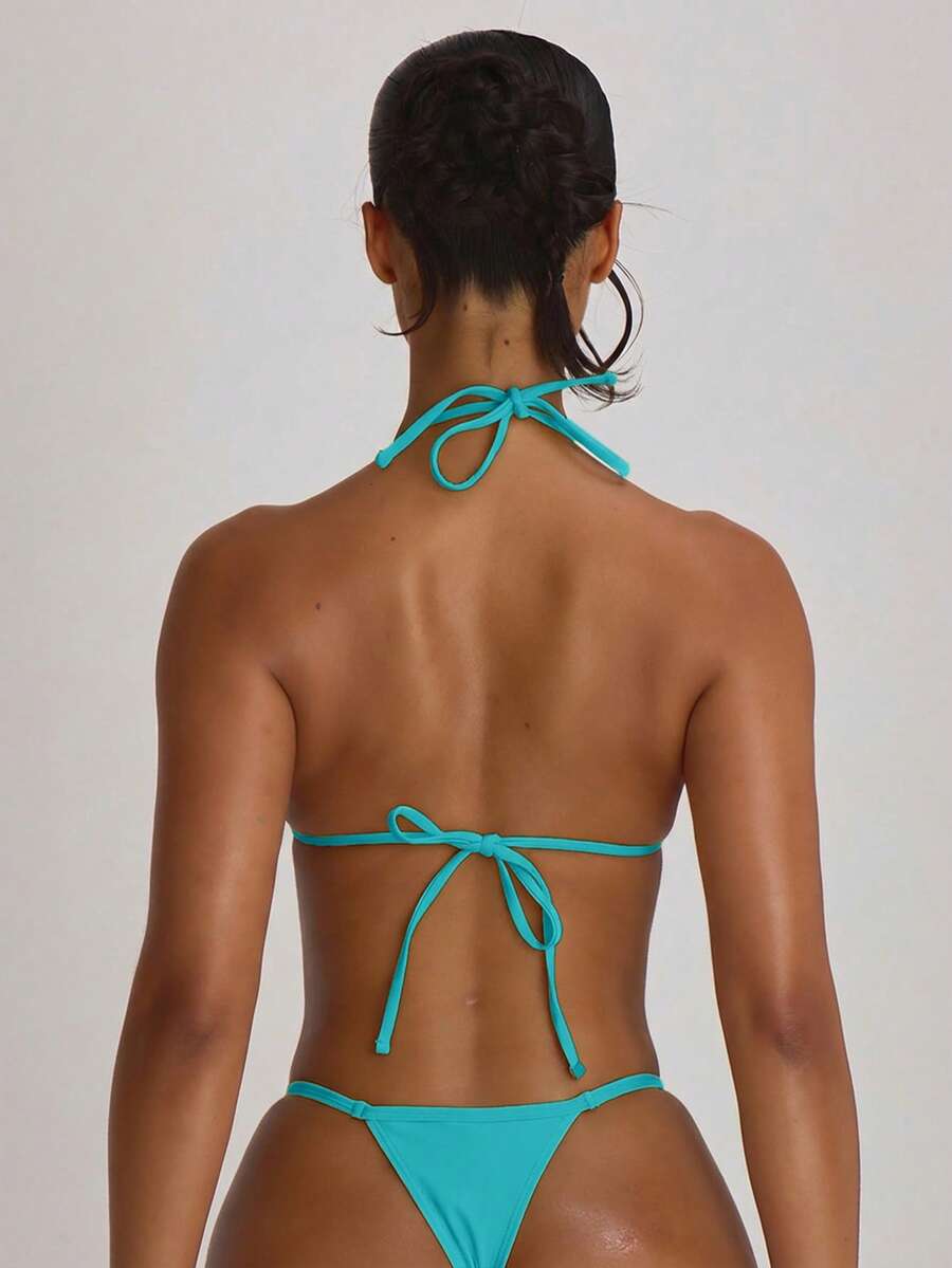 Micro Triangle Halterneck Tie Bikini Top – Summer Beach Vacation Swimwear