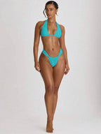 High Apex Halterneck Tie Back Bikini Top – Summer Beach Vacation Swimwear