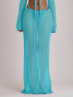 Knit Tie Front Maxi Skirt Beach Cover-Up – Summer Vacation Swimwear
