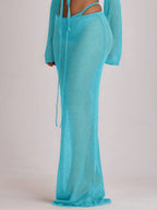 Knit Tie Front Maxi Skirt Beach Cover-Up – Summer Vacation Swimwear