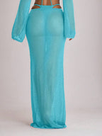 Knit Tie Front Maxi Skirt Beach Cover-Up – Summer Vacation Swimwear