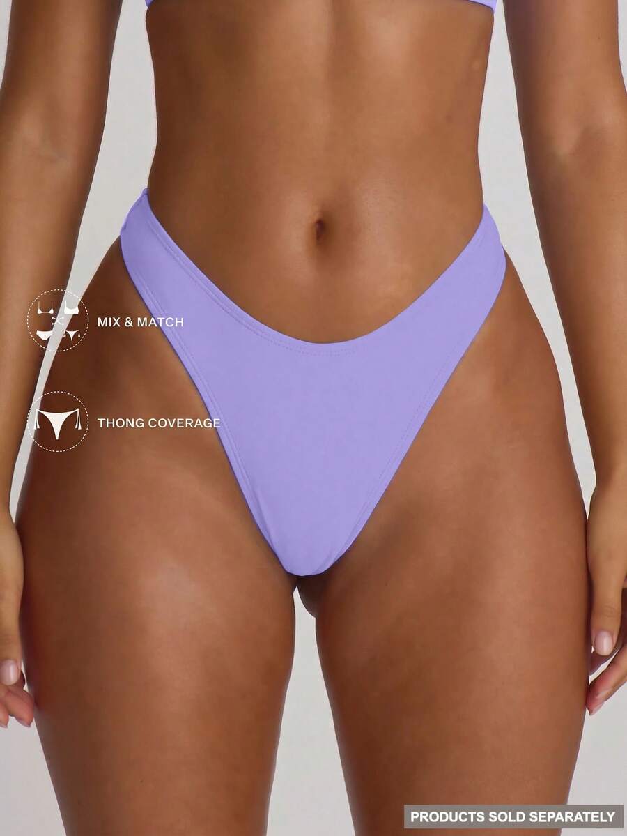 High Leg Dipped Front Thong Bikini Bottoms – Summer Beach Vacation Swimwear