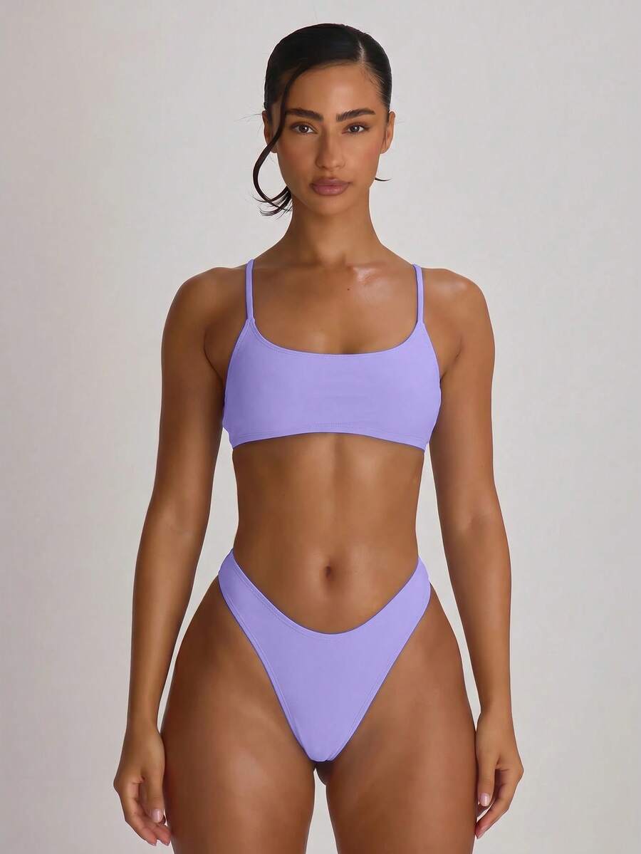 High Leg Dipped Front Thong Bikini Bottoms – Summer Beach Vacation Swimwear