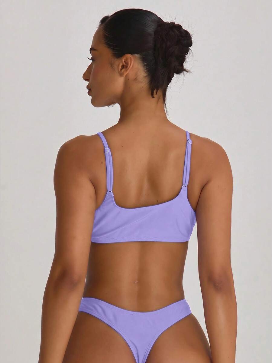 High Leg Dipped Front Thong Bikini Bottoms – Summer Beach Vacation Swimwear