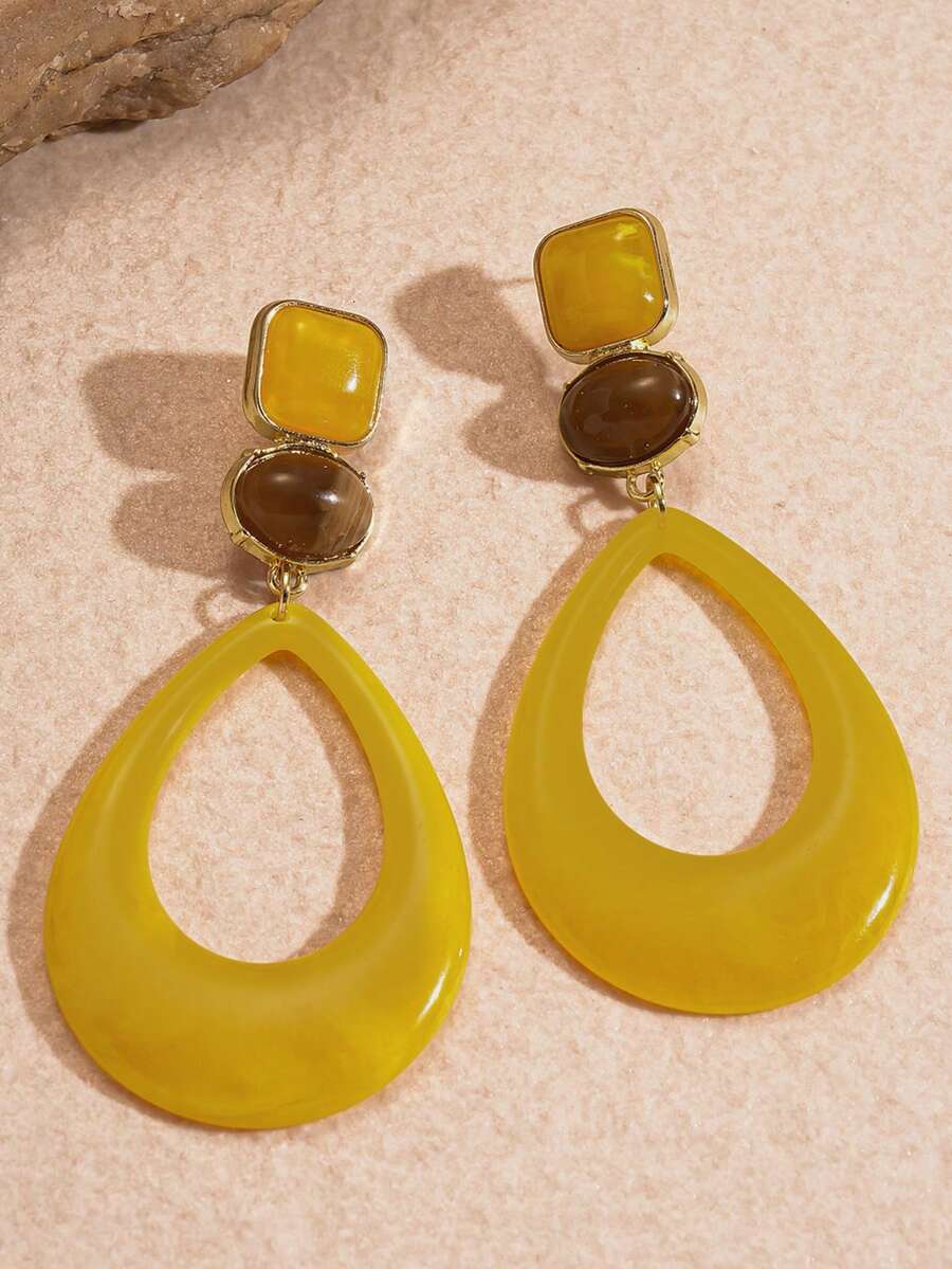 Water Drop Acrylic Pendant Leather Cord Necklace – Jewellery for Women