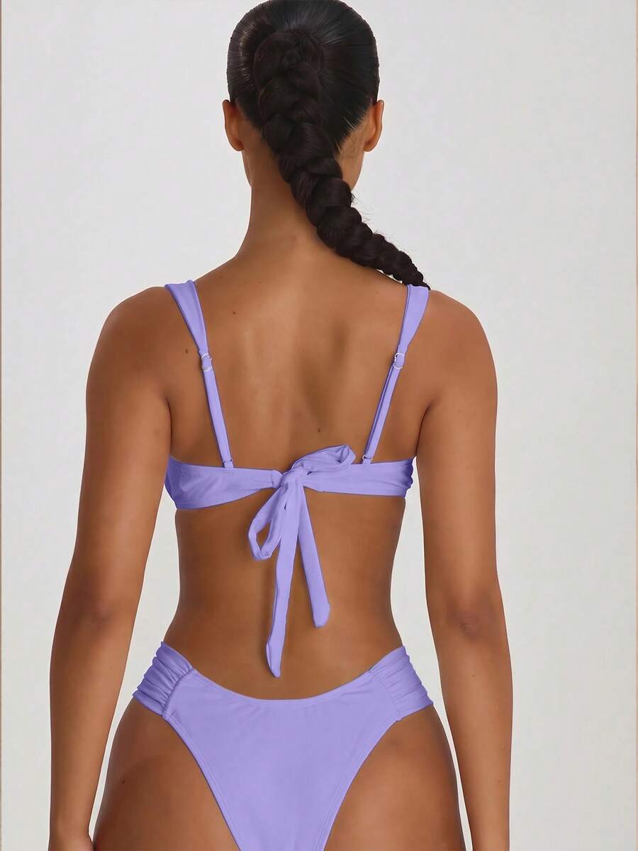 Underwire Ruched Cup Push-Up Bikini Top – Summer Beach Vacation Swimwear