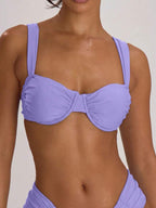 Underwire Ruched Cup Push-Up Bikini Top – Summer Beach Vacation Swimwear