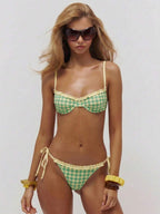 Gingham Frill Tie Side Bikini Bottoms – Summer Beach Vacation Swimwear