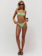 Gingham Frill Cup Halter Bikini Top – Summer Beach Vacation Swimwear
