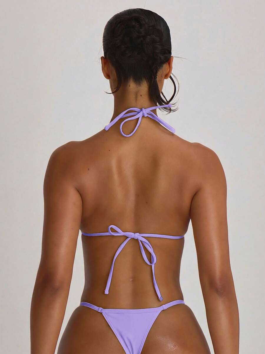 Micro Triangle Halterneck Tie Bikini Top – Summer Beach Vacation Swimwear