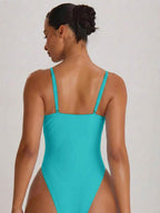Strappy Binding High Leg Cheeky Swimsuit – Summer Beach Vacation Swimwear