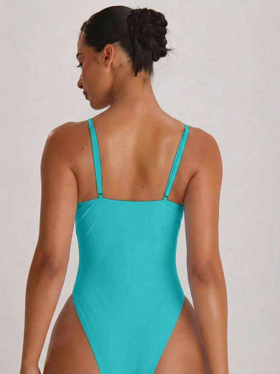 Strappy Binding High Leg Cheeky Swimsuit – Summer Beach Vacation Swimwear