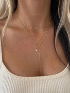 Beaded Tassel Y-Shaped Layered Necklace – Fashion Jewellery for Women