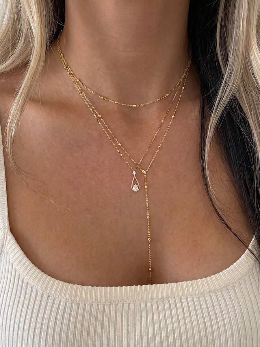 Beaded Tassel Y-Shaped Layered Necklace – Fashion Jewellery for Women