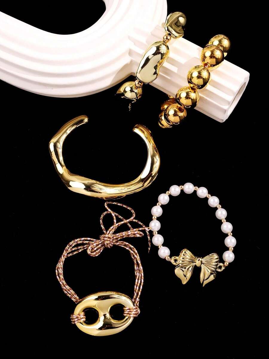 Vintage Resin Beaded Bracelet Stack – Fashion Jewellery for Women