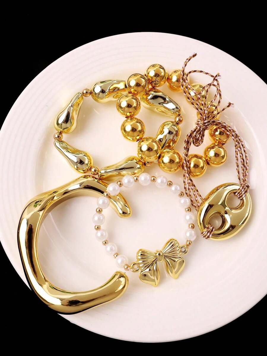 Vintage Resin Beaded Bracelet Stack – Fashion Jewellery for Women