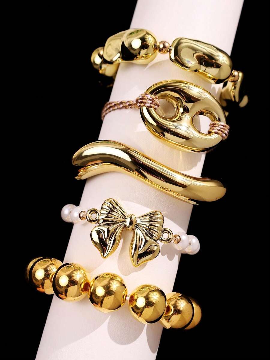 Vintage Resin Beaded Bracelet Stack – Fashion Jewellery for Women