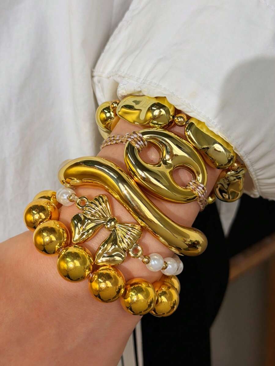 Vintage Resin Beaded Bracelet Stack – Fashion Jewellery for Women