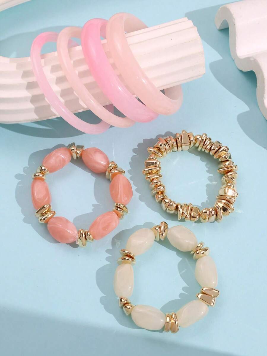 Vintage Resin Beaded Bracelet Stack – Fashion Jewellery for Women